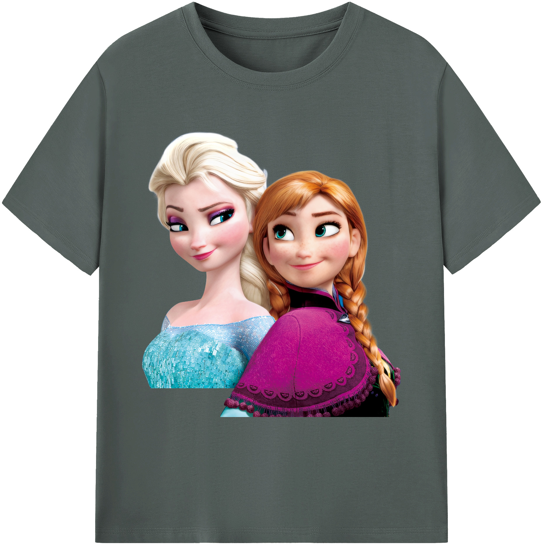 （画像用） アナと雪の女王 アンナ エルサ Frozen Anna Elsa 綿100％ メンズ半袖Tシャツ｜肌触りやわらか＆通気性
